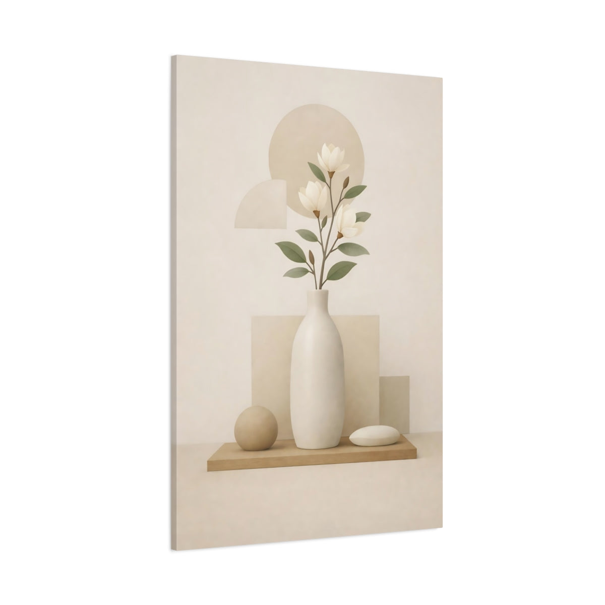 Nature Magnolia Flower Magnolia Beige shown as stretched canvas wall art
