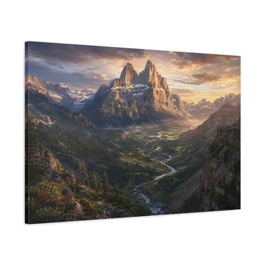 Main Mockup. Nature Majestic Mountain Mountain Valley shown as stretched canvas wall art