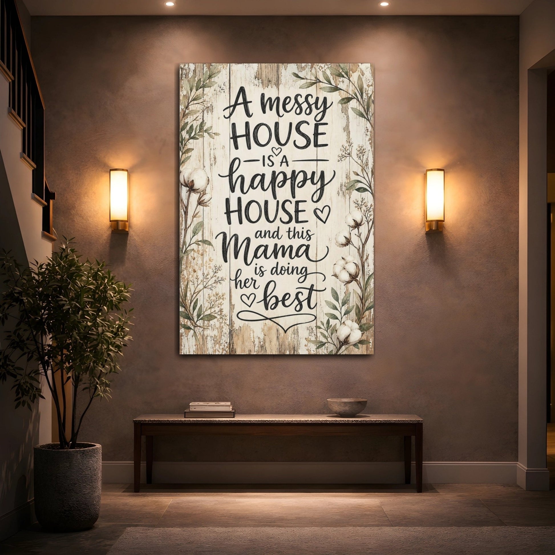 Nature Mama Quote Rustic Cotton Canvas Print – Decor for Living Room, Large Wall - YesArtYes