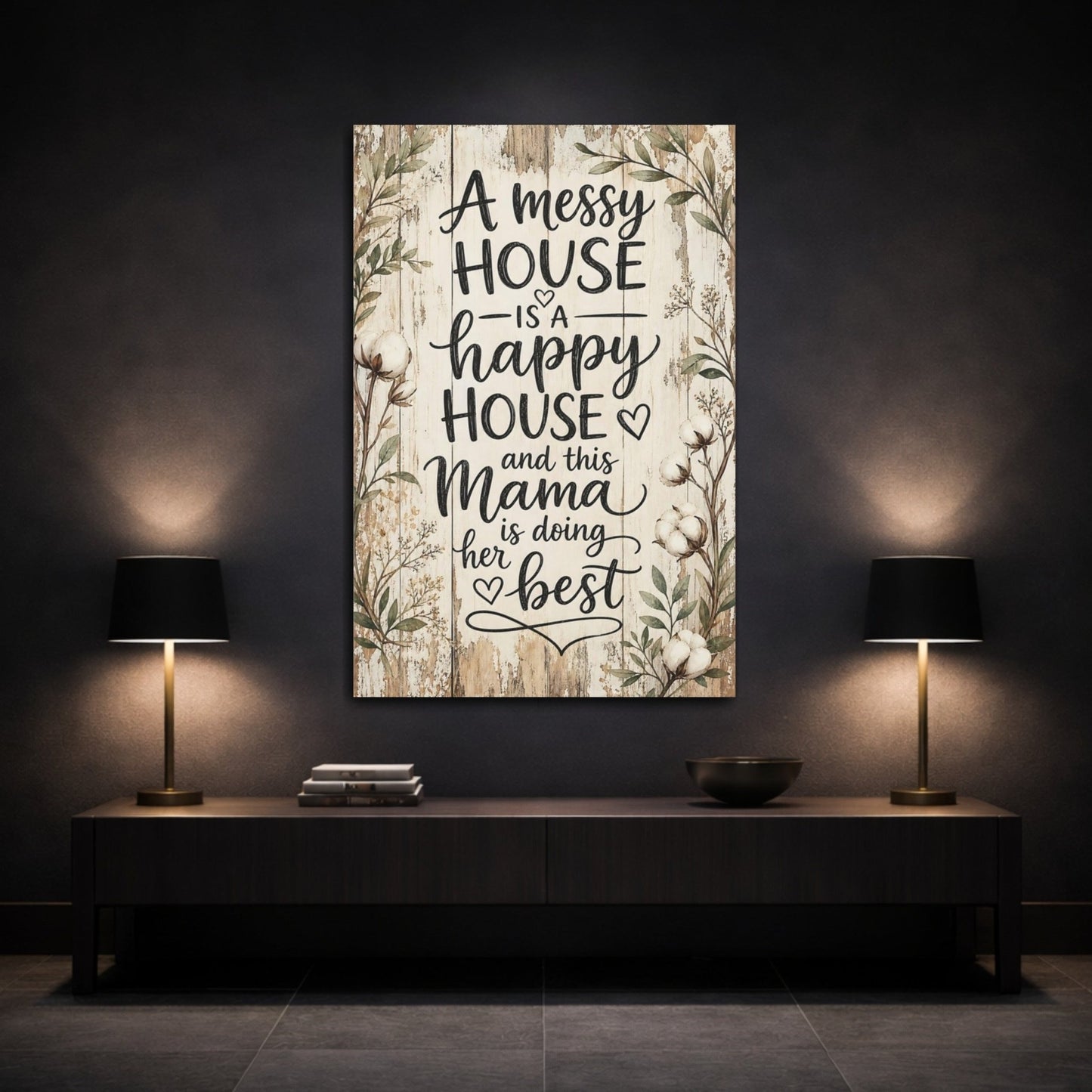 Nature Mama Quote Rustic Cotton Canvas Print – Decor for Living Room, Large Wall - YesArtYes
