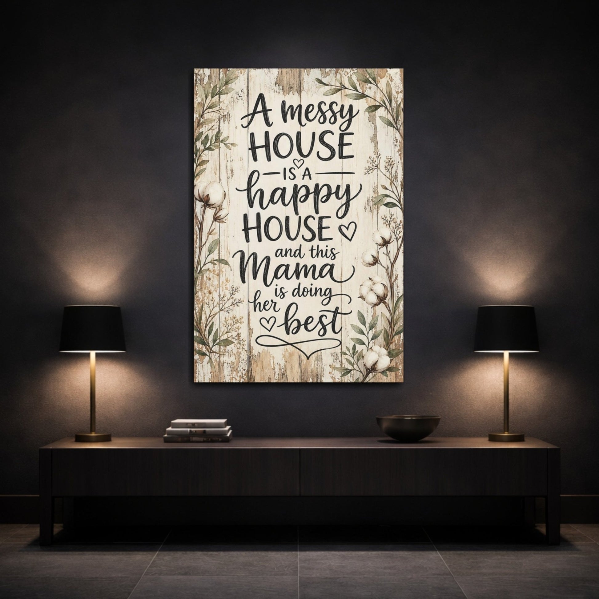Nature Mama Quote Rustic Cotton Canvas Print – Decor for Living Room, Large Wall - YesArtYes