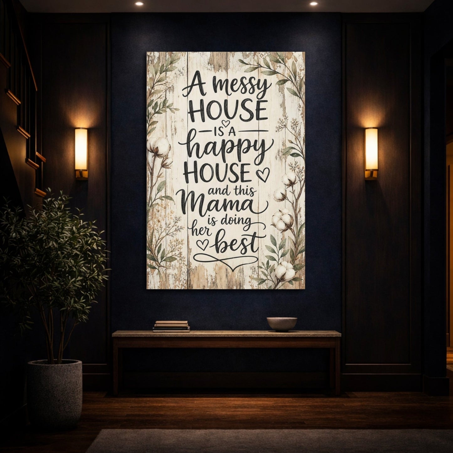 Nature Mama Quote Rustic Cotton Canvas Print – Decor for Living Room, Large Wall - YesArtYes