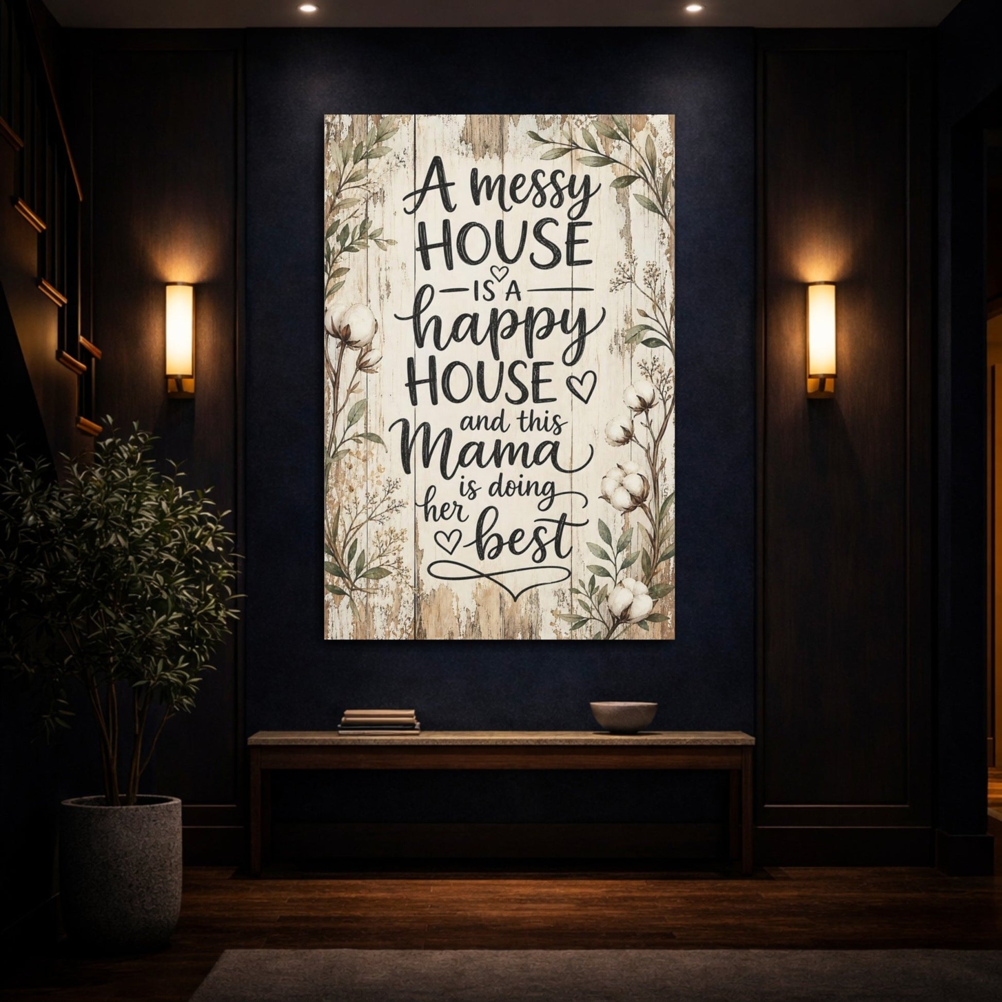 Nature Mama Quote Rustic Cotton Canvas Print – Decor for Living Room, Large Wall - YesArtYes