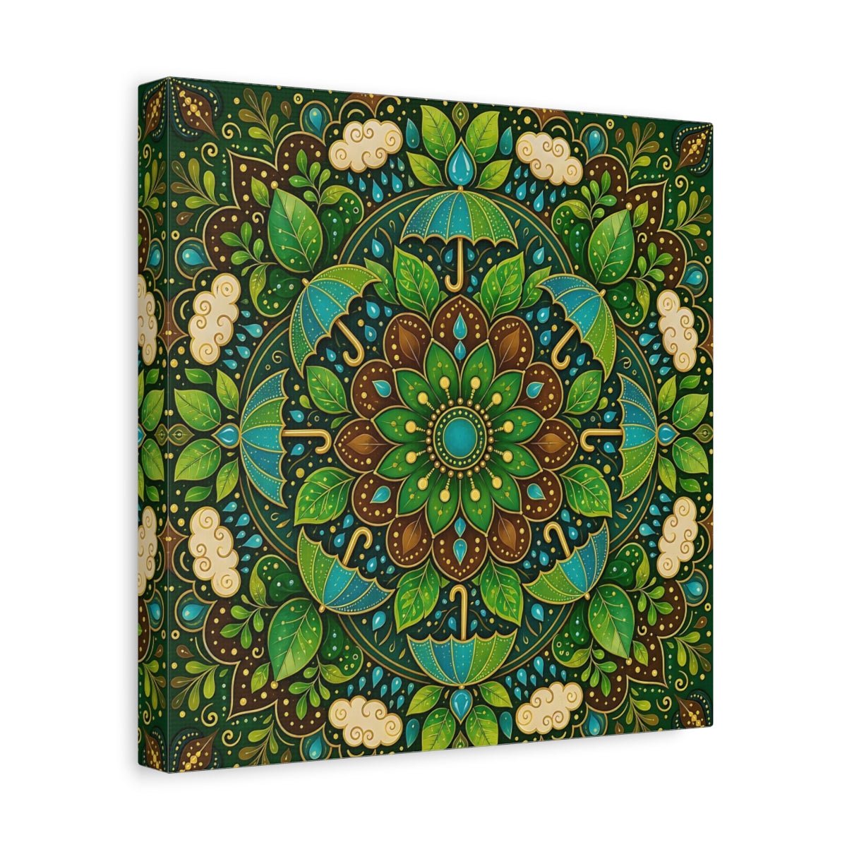 Nature Mandala Green And Brown Canvas Print Wall Art – Decorative Living Room, Above Console Table - YesArtYes