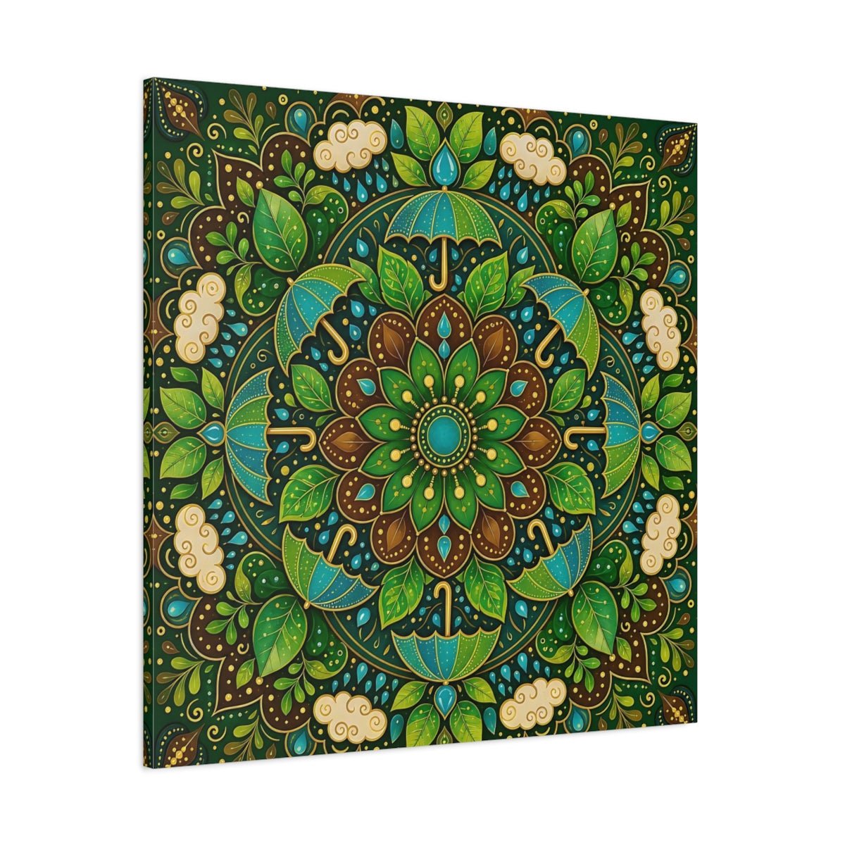Nature Mandala Green And Brown Canvas Print Wall Art – Decorative Living Room, Above Console Table - YesArtYes