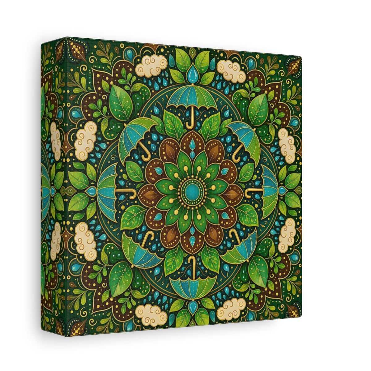 Nature Mandala Green And Brown Canvas Print Wall Art – Decorative Living Room, Above Console Table - YesArtYes