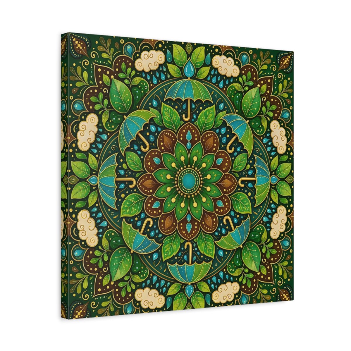 Nature Mandala Green And Brown Canvas Print Wall Art – Decorative Living Room, Above Console Table - YesArtYes
