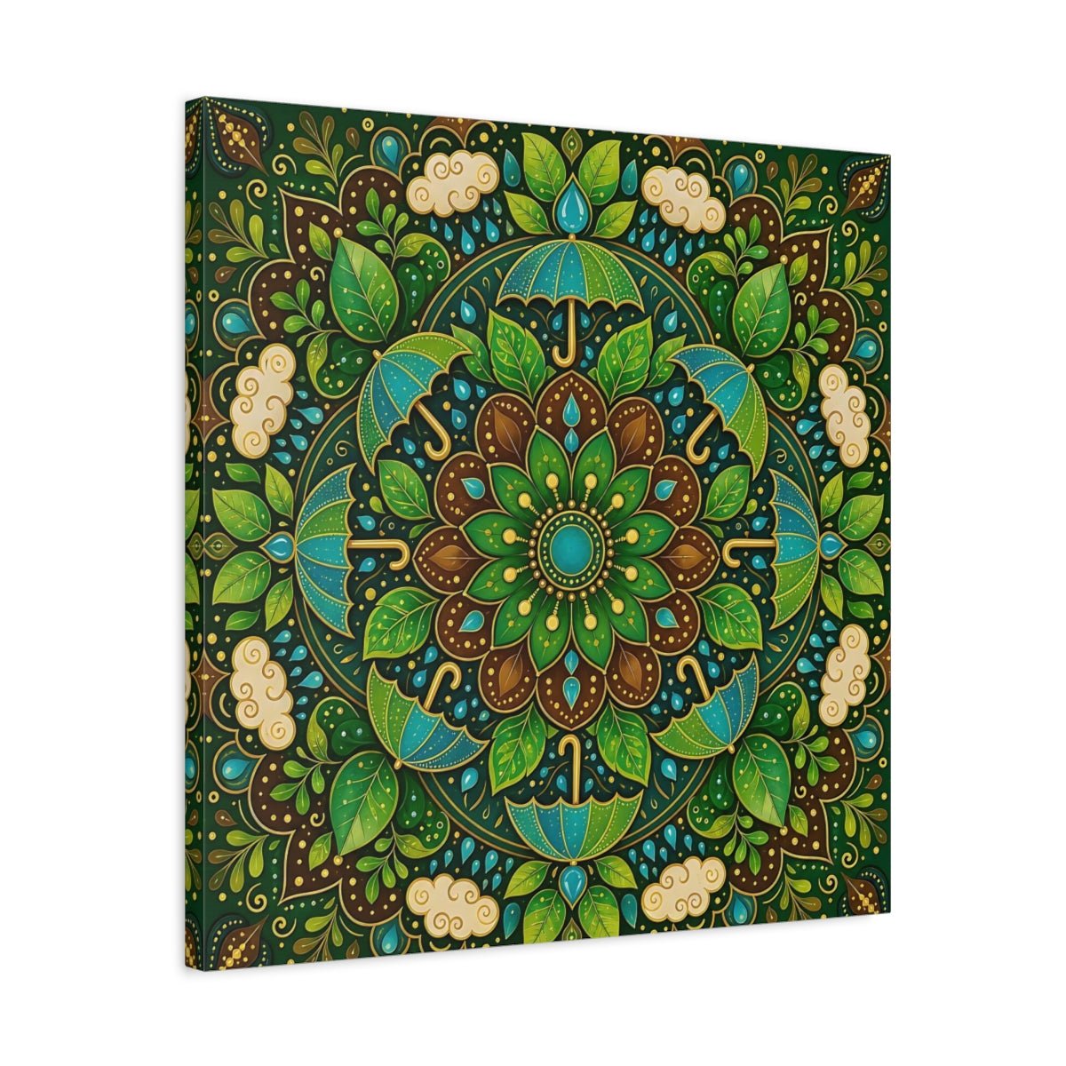 Nature Mandala Green And Brown Canvas Print Wall Art – Decorative Living Room, Above Console Table - YesArtYes