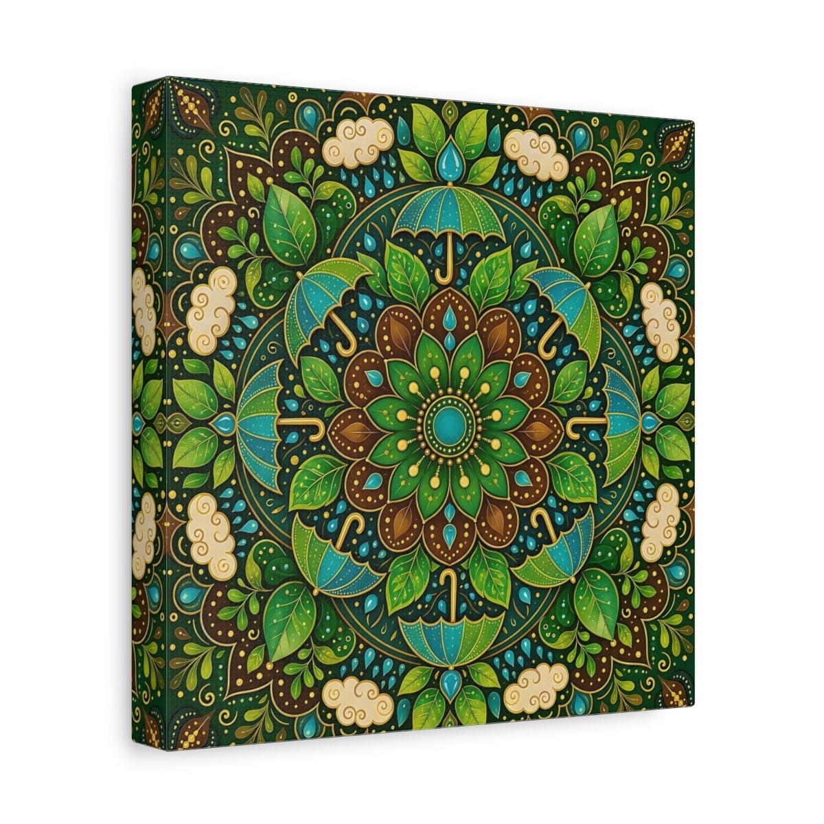 Nature Mandala Green And Brown Canvas Print Wall Art – Decorative Living Room, Above Console Table - YesArtYes