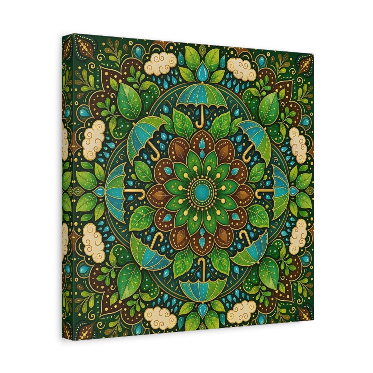 Nature Mandala Green And Brown Canvas Print Wall Art – Decorative Living Room, Above Console Table - YesArtYes
