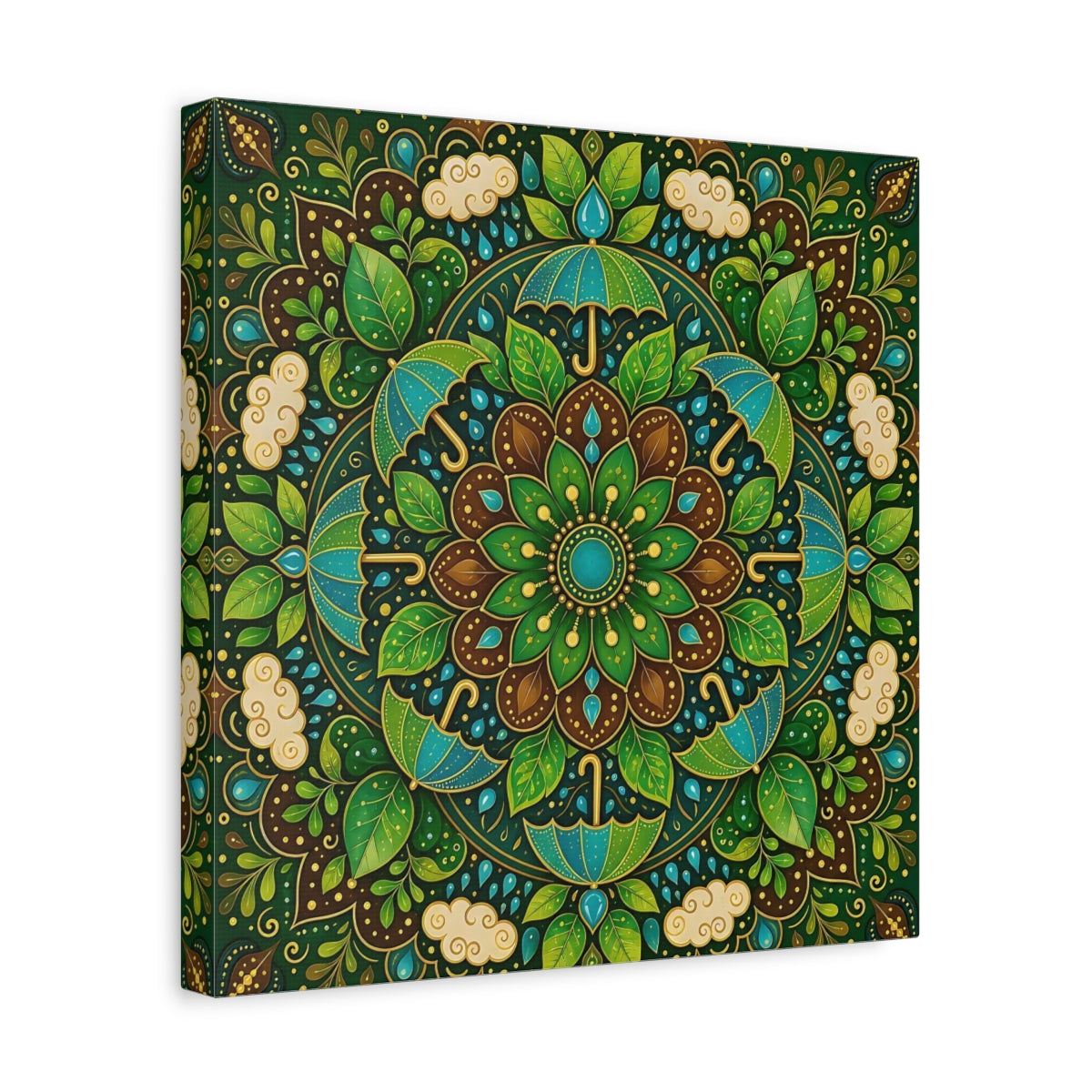 Side Mockup 7. Nature Nature Mandala Green And Brown shown as canvas print