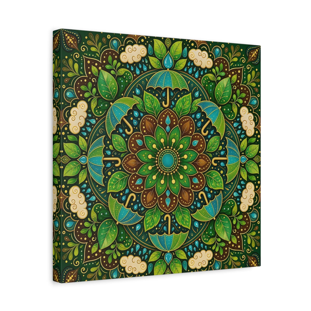 Side Mockup 6. Nature Nature Mandala Green And Brown shown as canvas print
