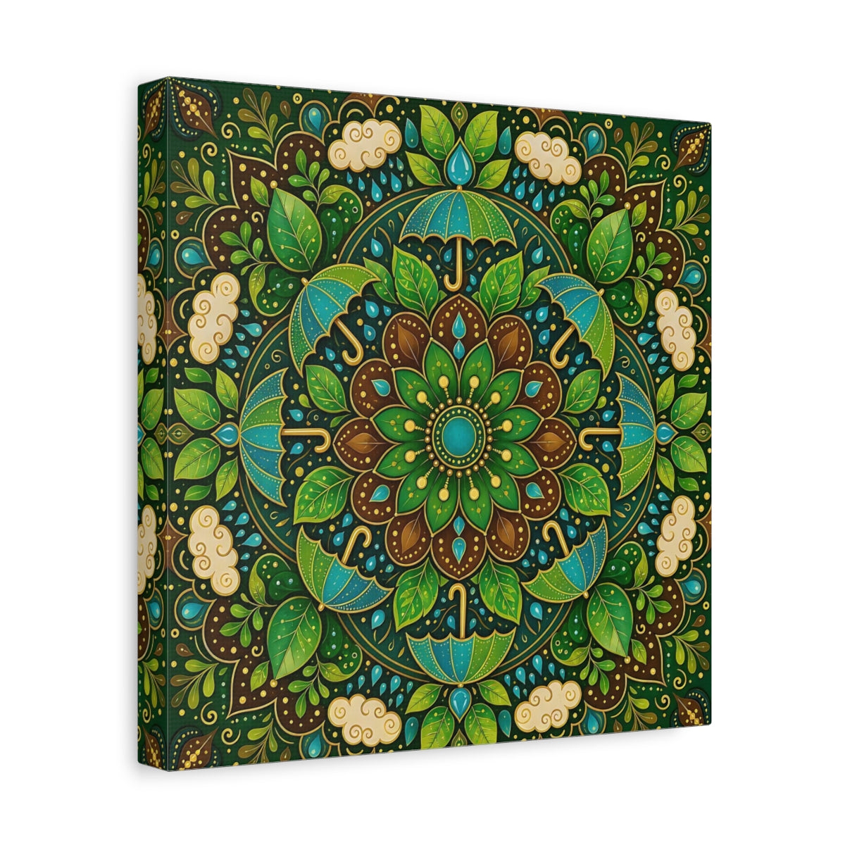 Side Mockup 8. Nature Nature Mandala Green And Brown shown as canvas print