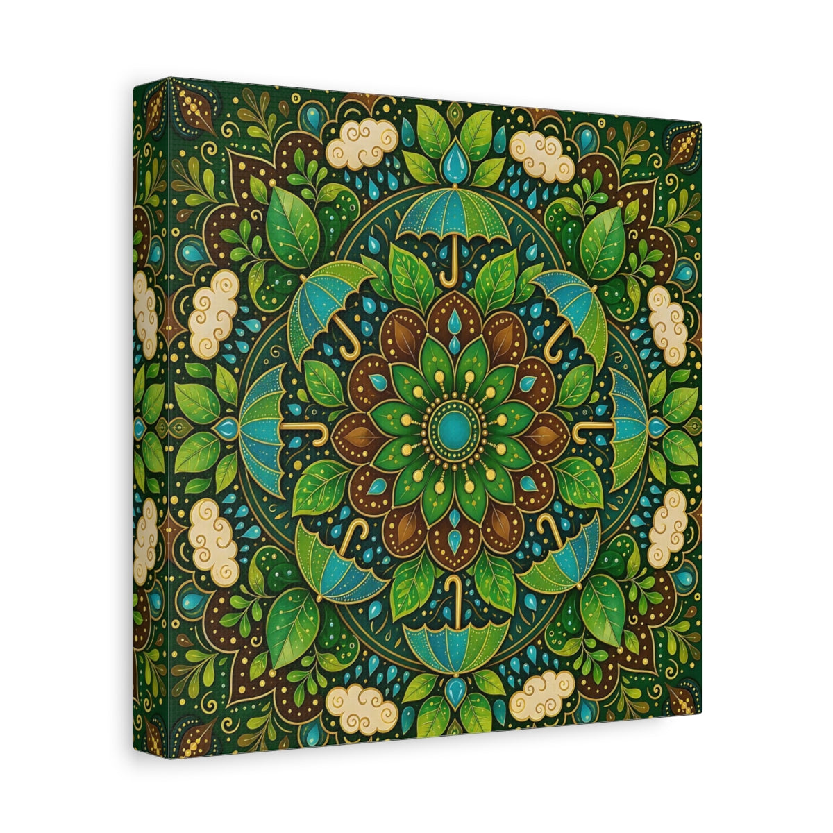 Side Mockup 9. Nature Nature Mandala Green And Brown shown as canvas print