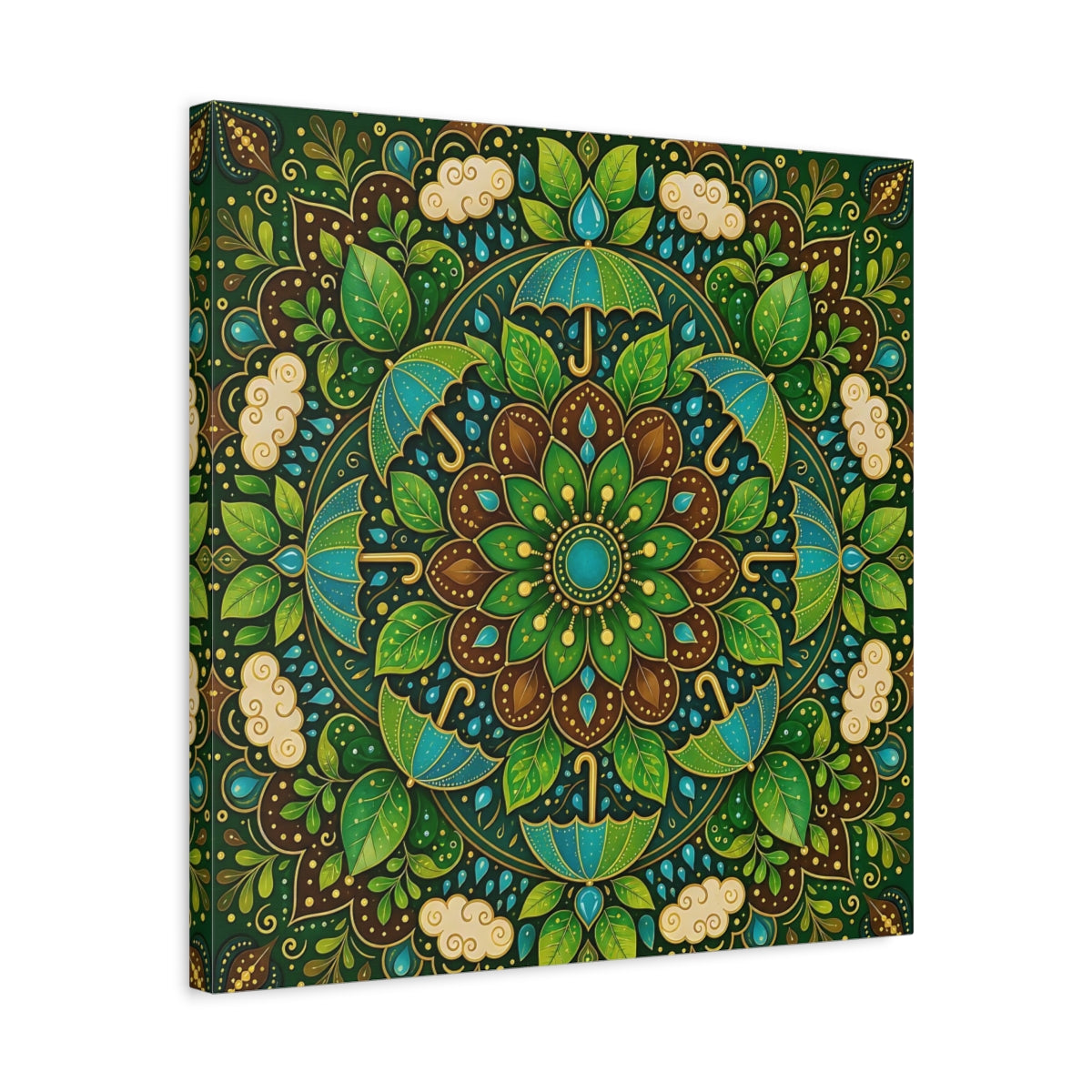 Side Mockup 5. Nature Nature Mandala Green And Brown shown as canvas print