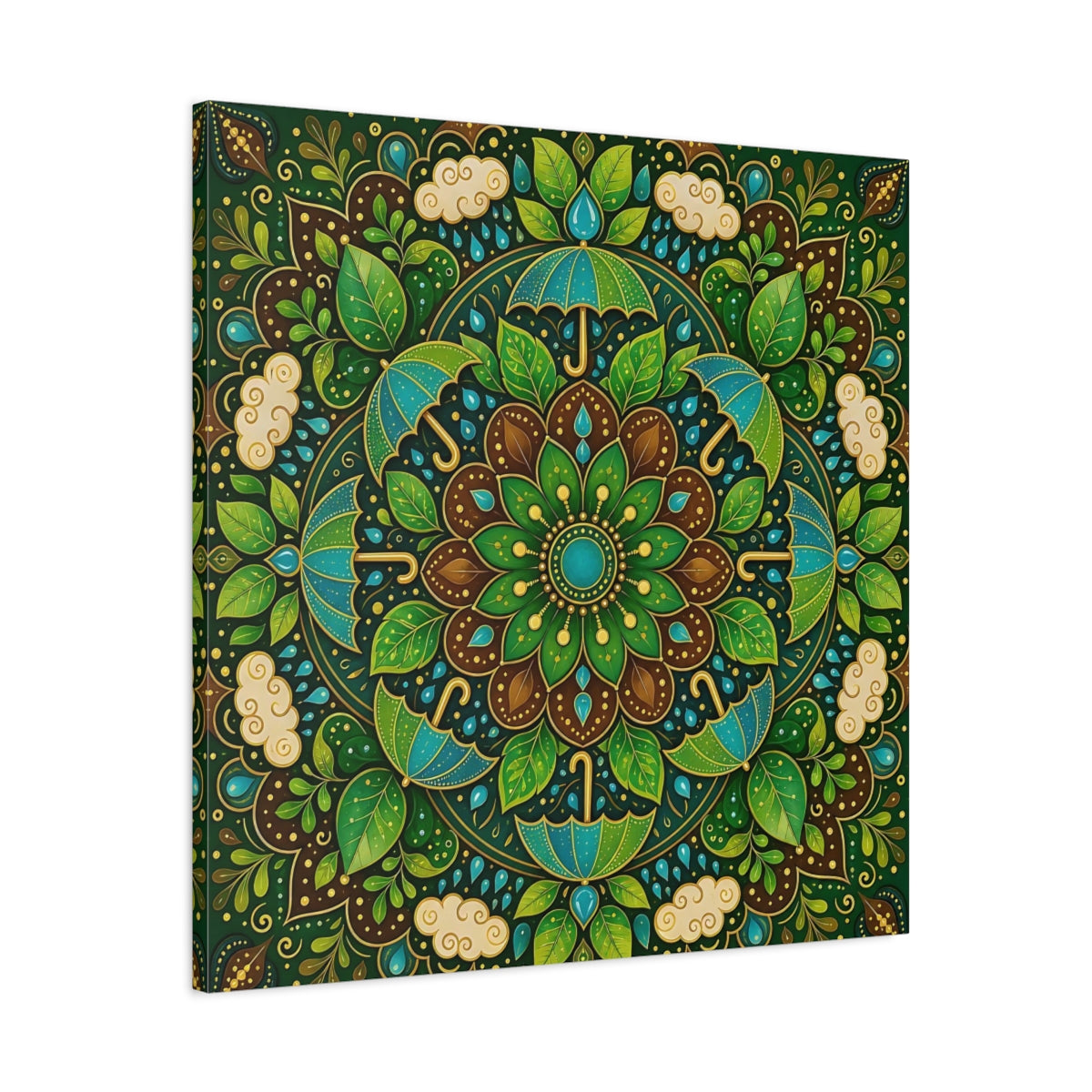 Side Mockup 3. Nature Nature Mandala Green And Brown shown as canvas print