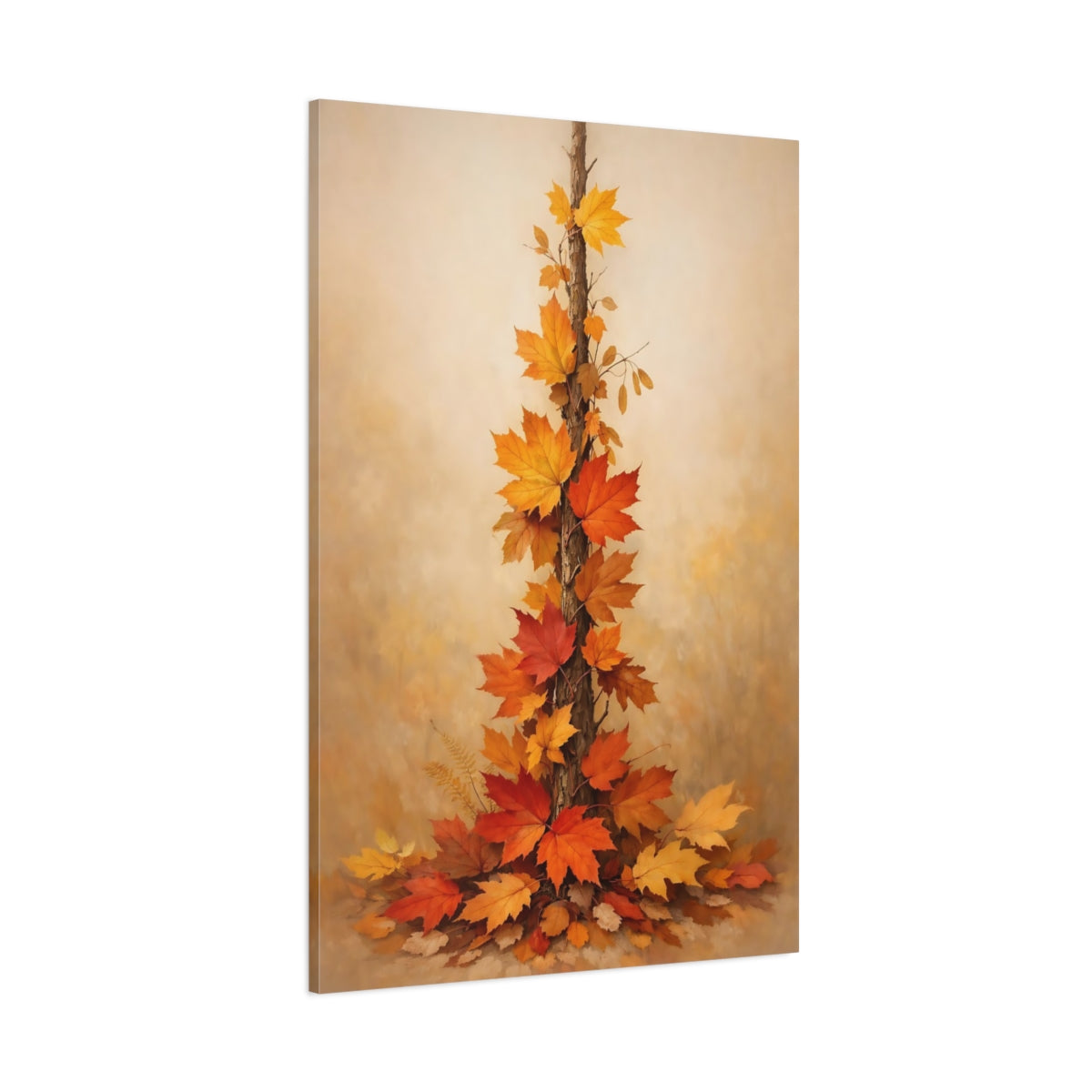 Main Mockup. Nature Maple Leaves Autumn Leaves shown as stretched canvas wall art