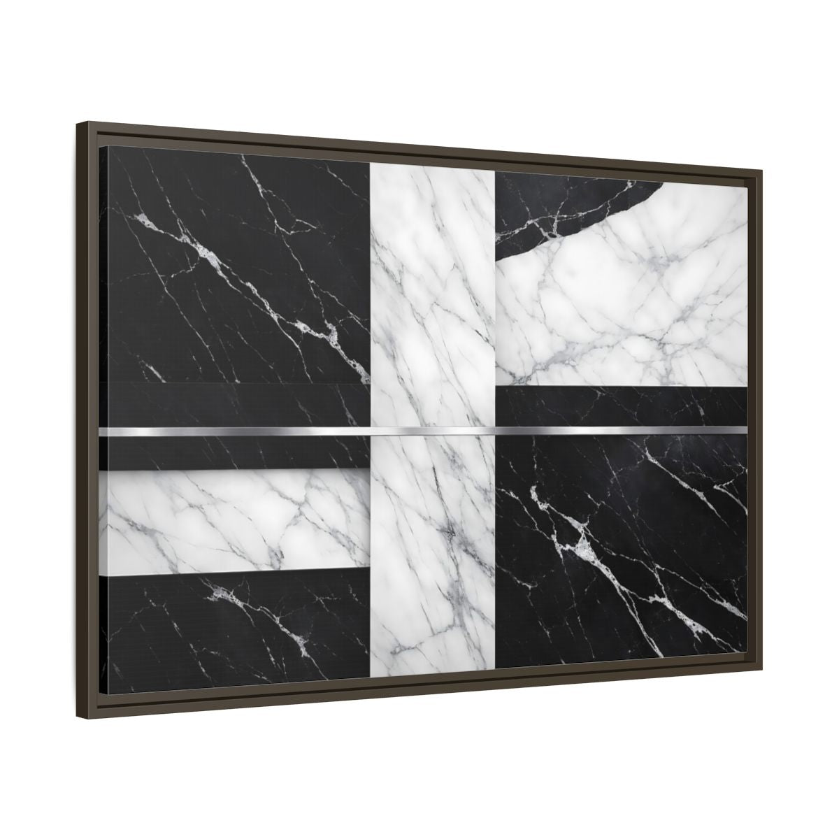 Side Mockup 9. Nature Marble Pattern Black And White Marble shown as stretched canvas wall art
