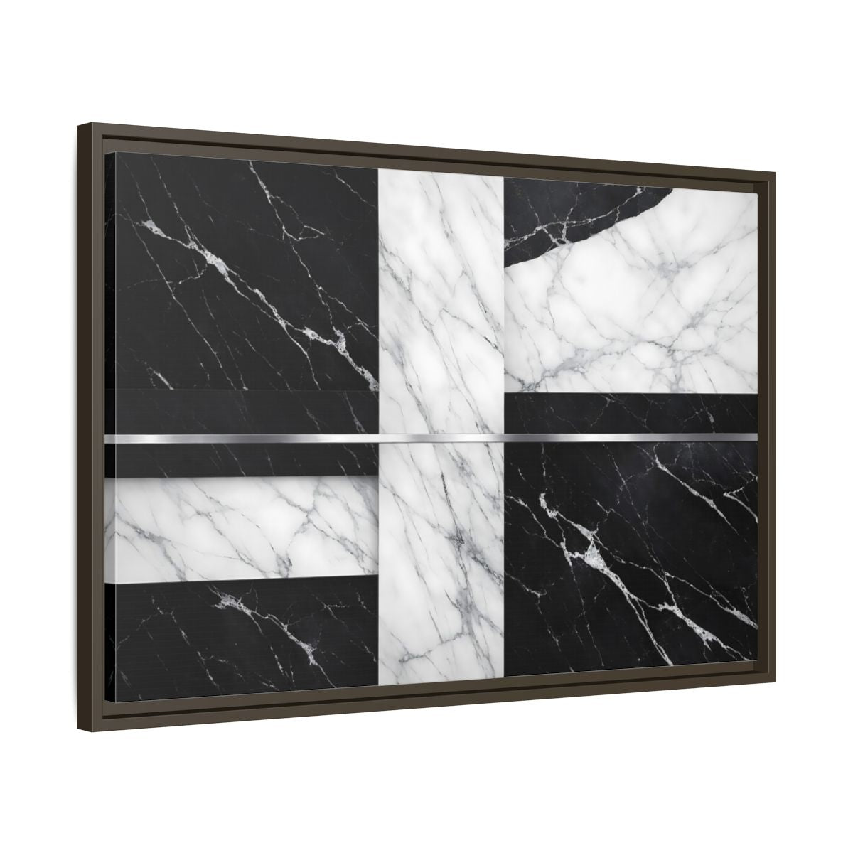 Side Mockup 11. Nature Marble Pattern Black And White Marble shown as stretched canvas wall art