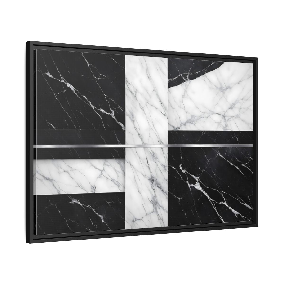 Side Mockup 13. Nature Marble Pattern Black And White Marble shown as stretched canvas wall art