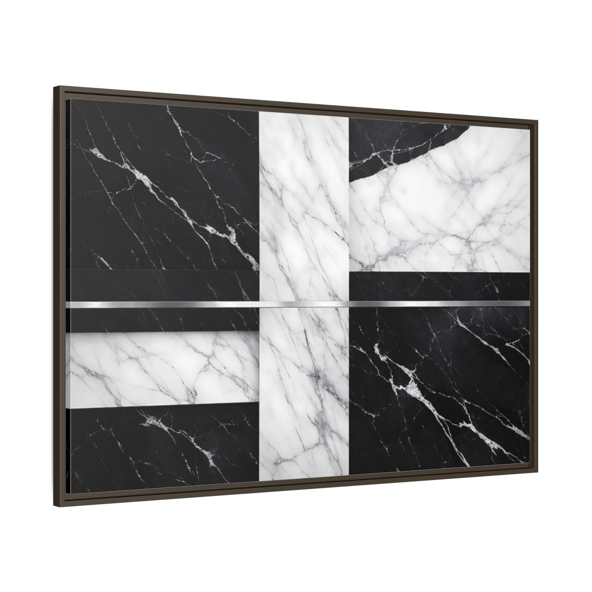 Main Mockup. Nature Marble Pattern Black And White Marble shown as stretched canvas wall art