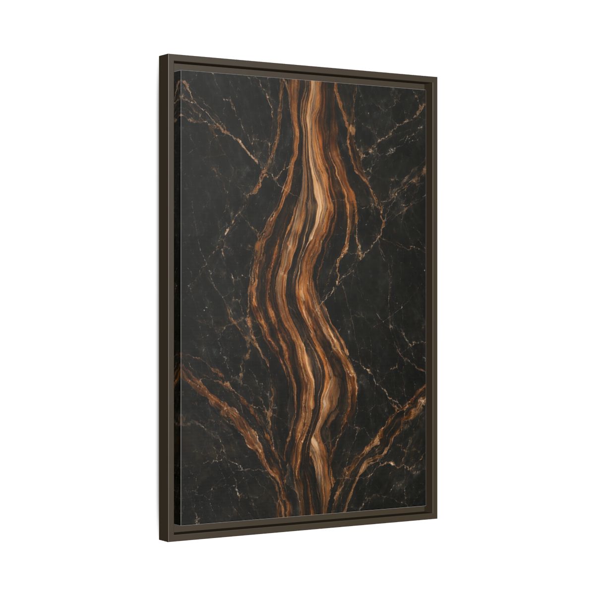Side Mockup 12. Nature Marble Texture Black Gold Marble shown as stretched canvas wall art