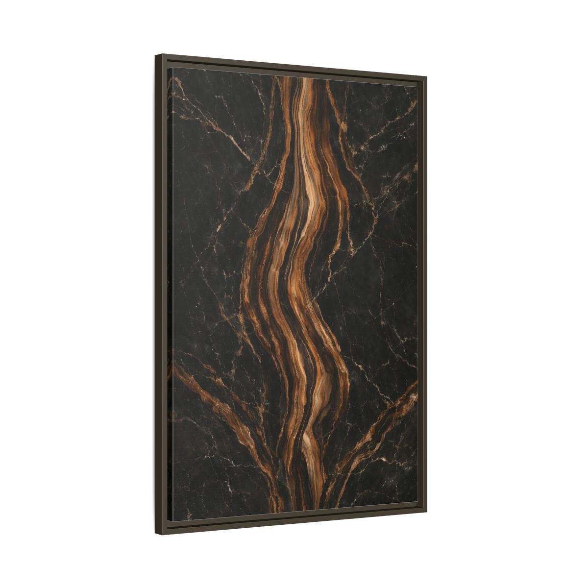 Side Mockup 10. Nature Marble Texture Black Gold Marble shown as stretched canvas wall art