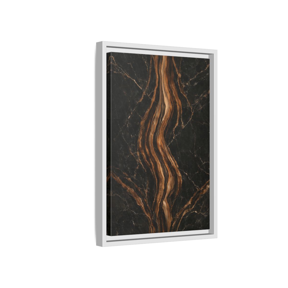 Side Mockup 4. Nature Marble Texture Black Gold Marble shown as stretched canvas wall art