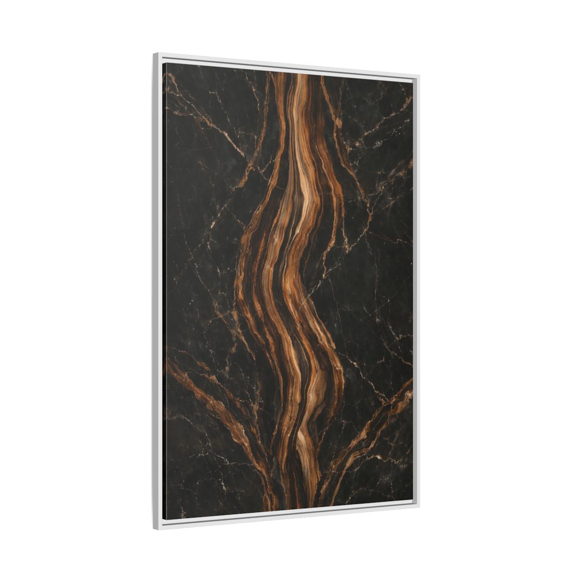 Side Mockup 7. Nature Marble Texture Black Gold Marble shown as stretched canvas wall art