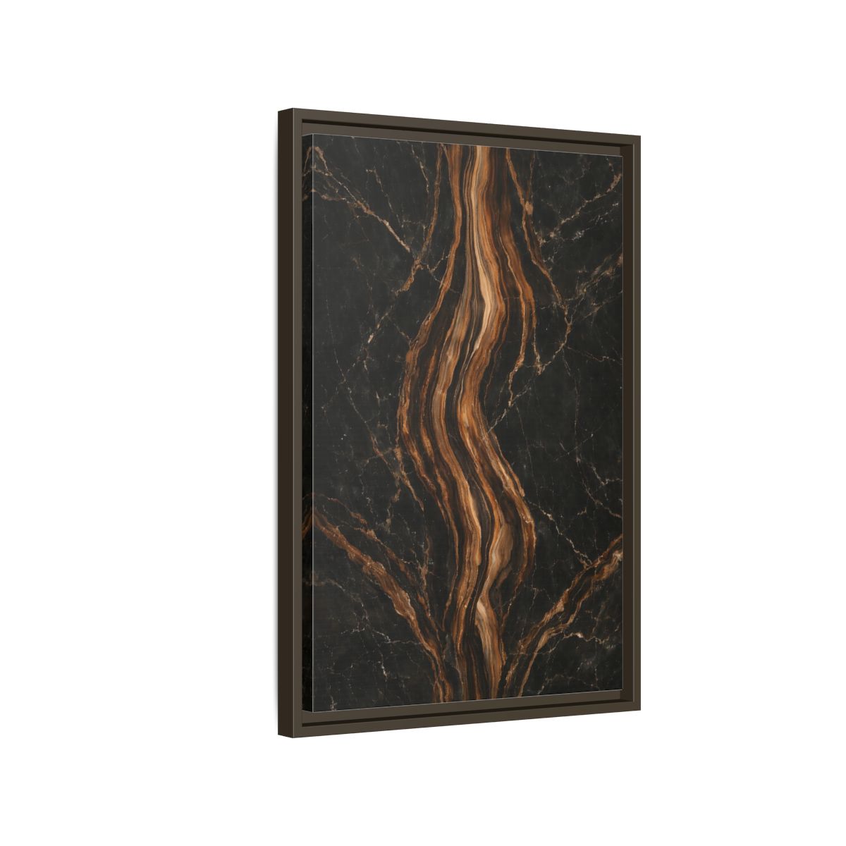 Side Mockup 2. Nature Marble Texture Black Gold Marble shown as stretched canvas wall art