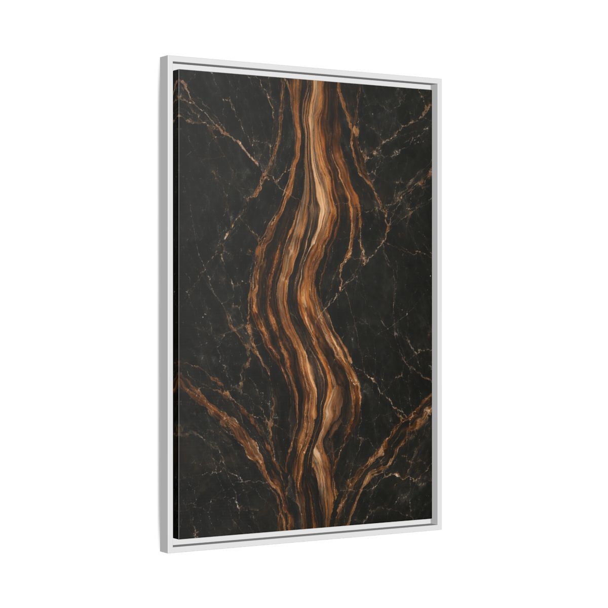Side Mockup 9. Nature Marble Texture Black Gold Marble shown as stretched canvas wall art