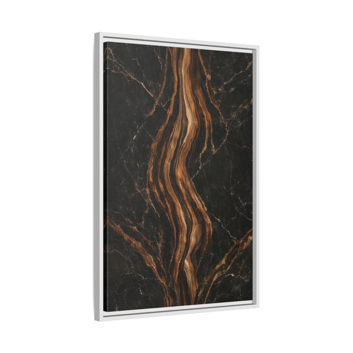 Side Mockup 11. Nature Marble Texture Black Gold Marble shown as stretched canvas wall art