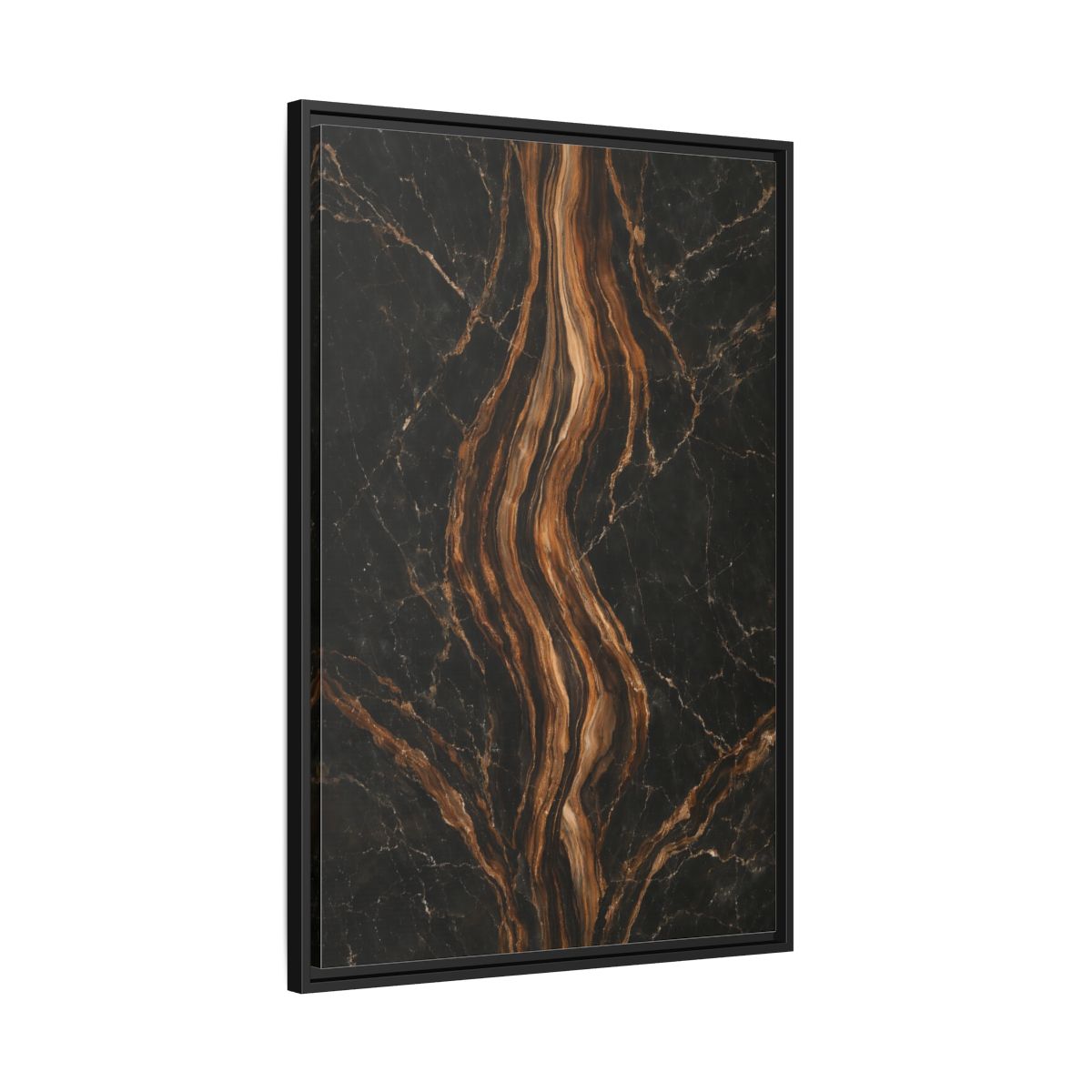 Side Mockup 13. Nature Marble Texture Black Gold Marble shown as stretched canvas wall art