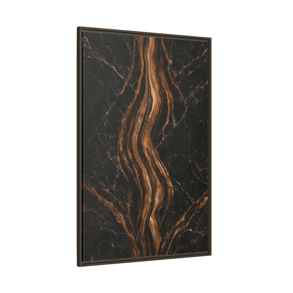 Side Mockup 8. Nature Marble Texture Black Gold Marble shown as stretched canvas wall art