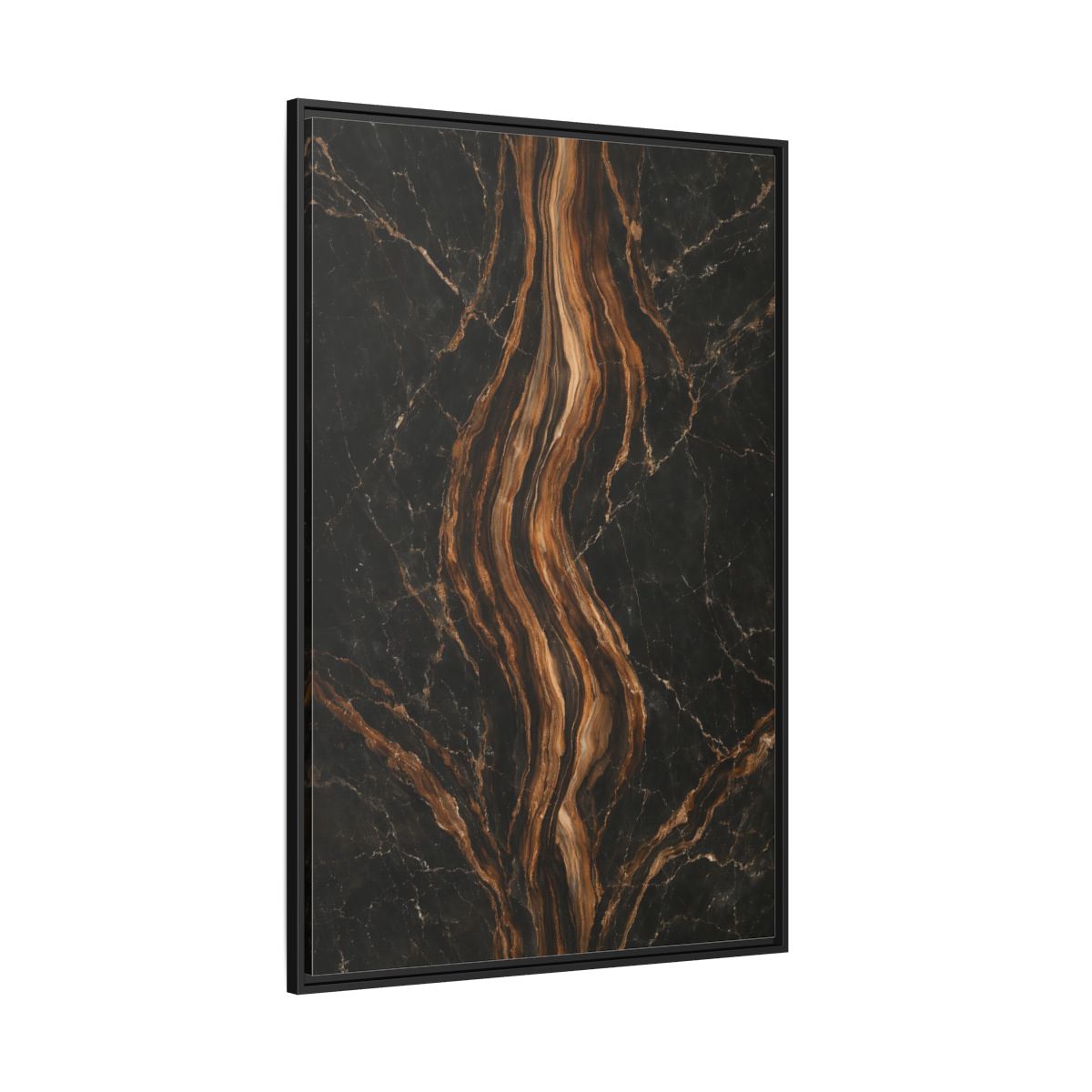 Main Mockup. Nature Marble Texture Black Gold Marble shown as stretched canvas wall art