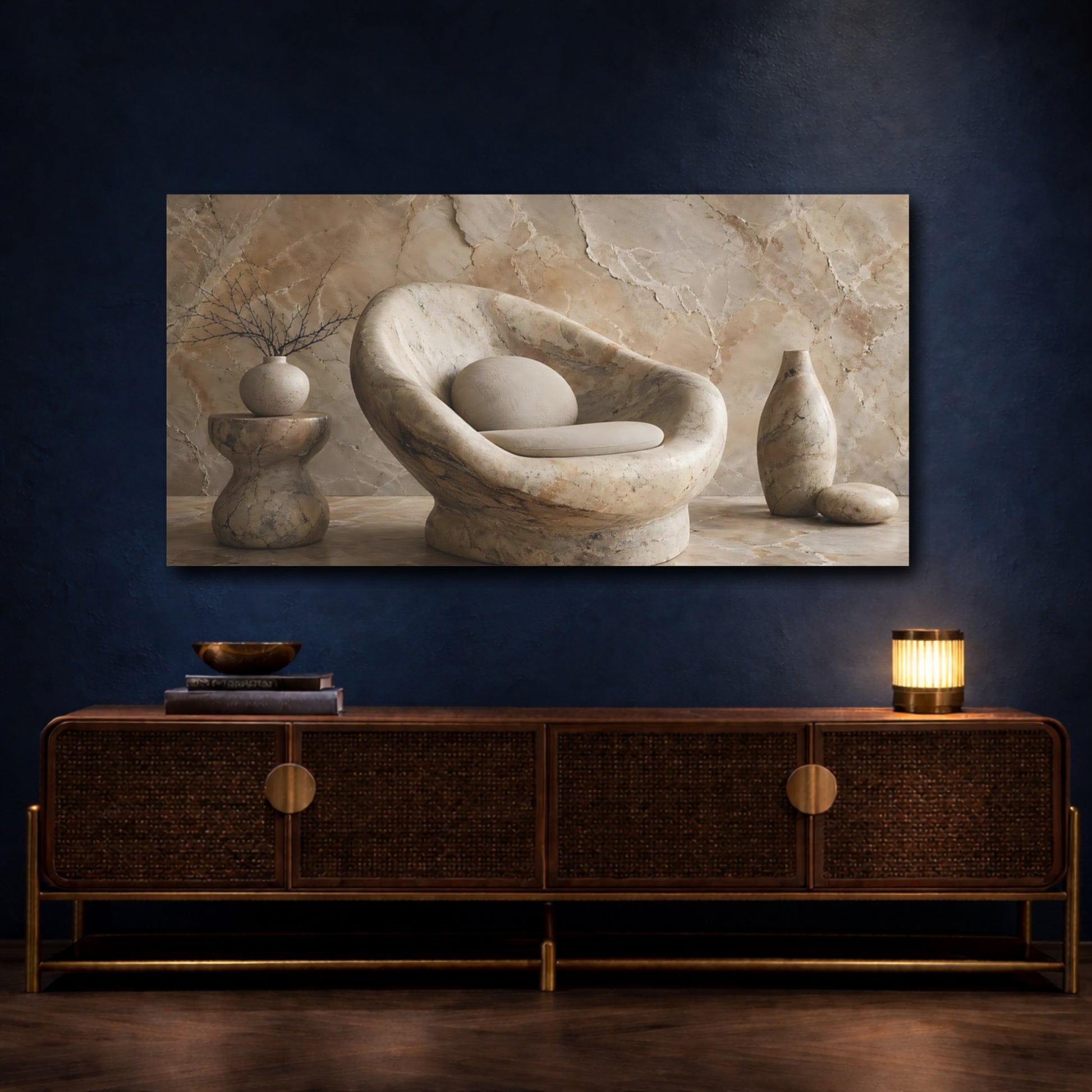 Mockup 4. Nature Marble Texture Brown And Beige shown as stretched canvas wall art