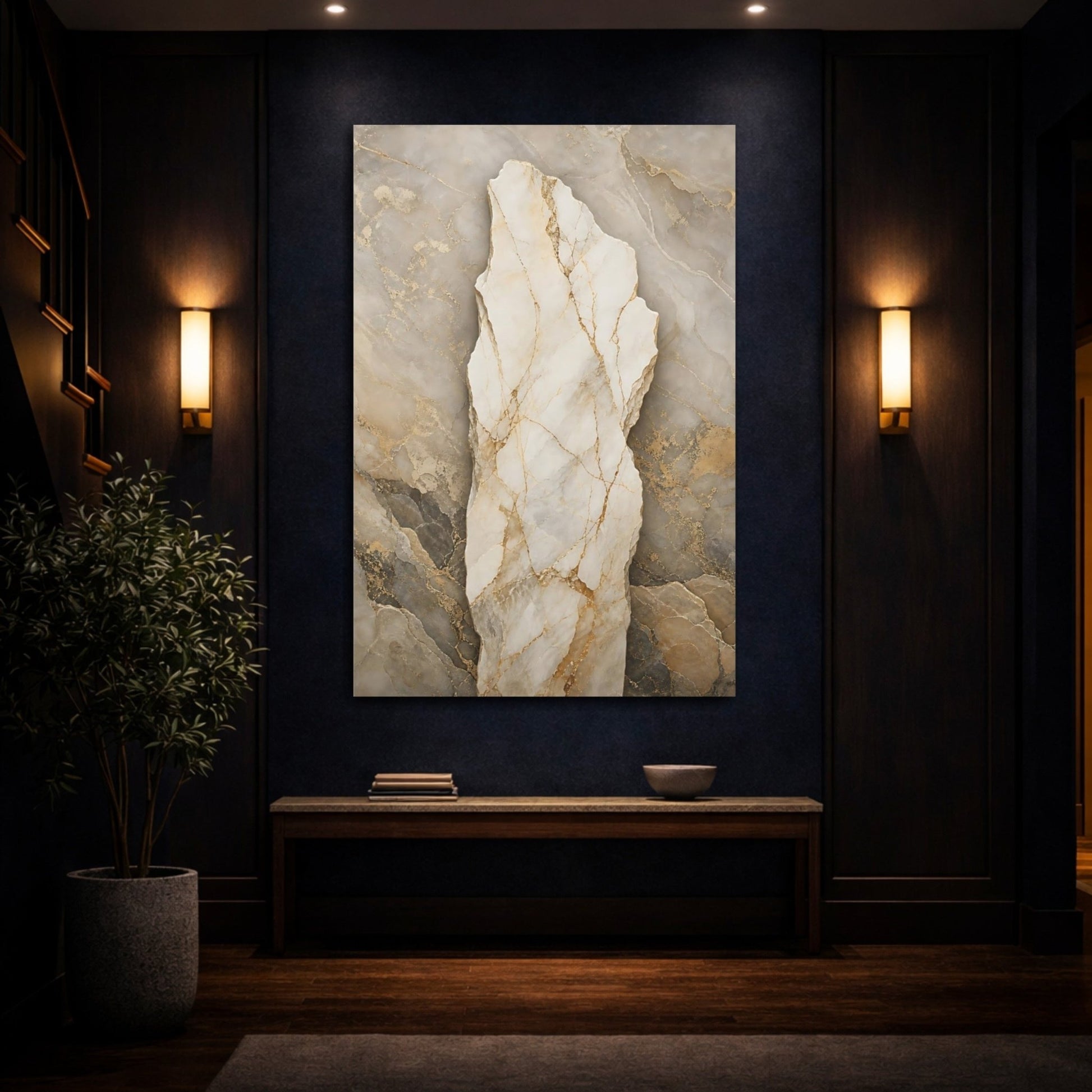 Nature Marble Texture Gold Canvas Print – abstract Living Room, Above Couch - YesArtYes