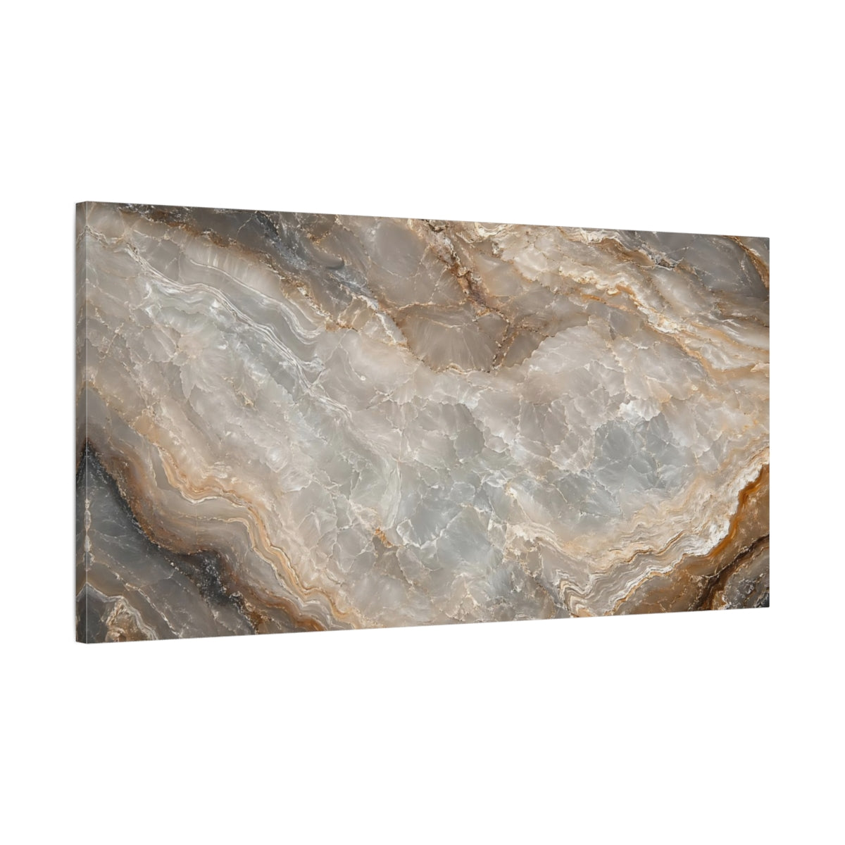 Main Mockup. Nature Marble Texture Grey And Brown Marble shown as stretched canvas wall art