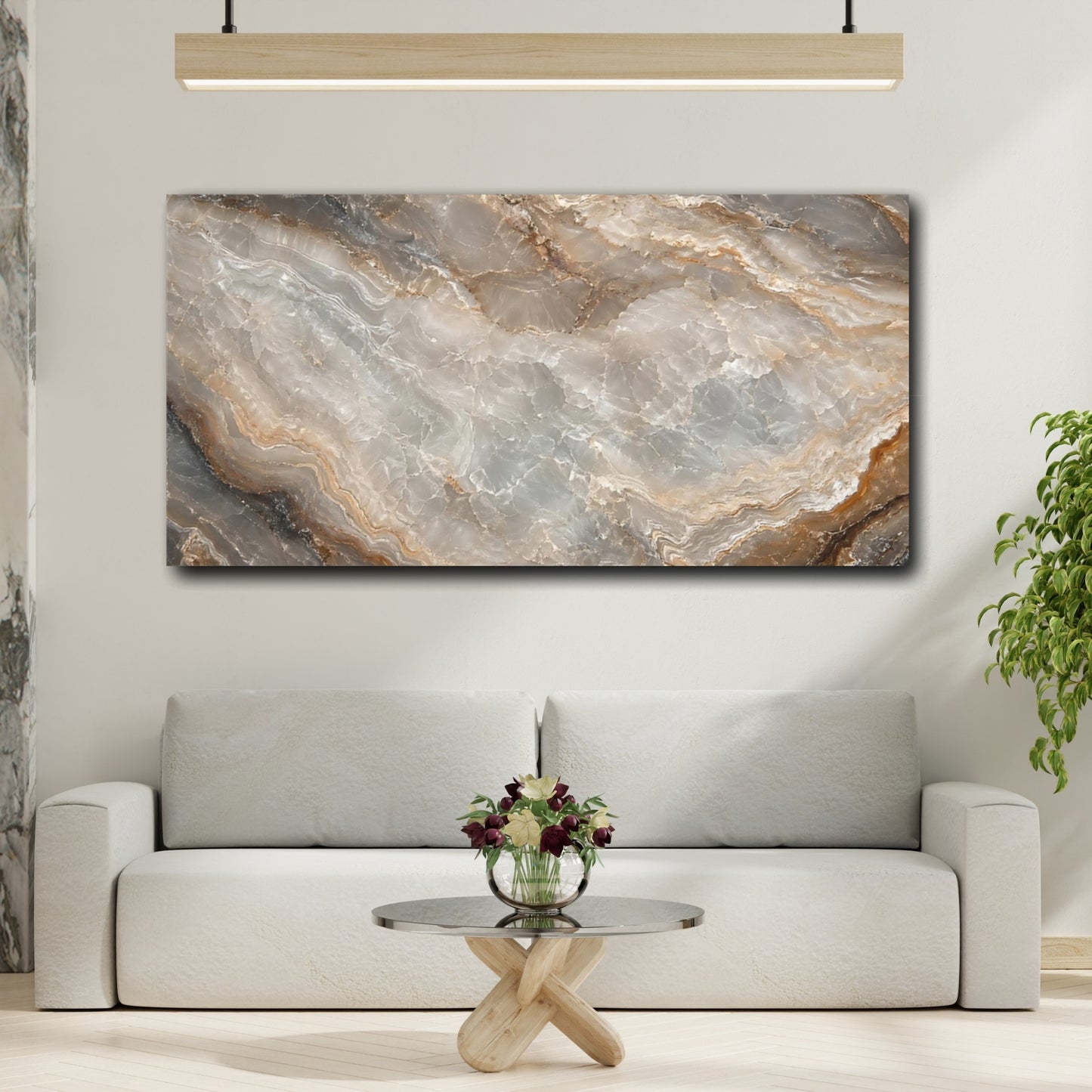 Mockup 3. Nature Marble Texture Grey And Brown Marble shown as stretched canvas wall art