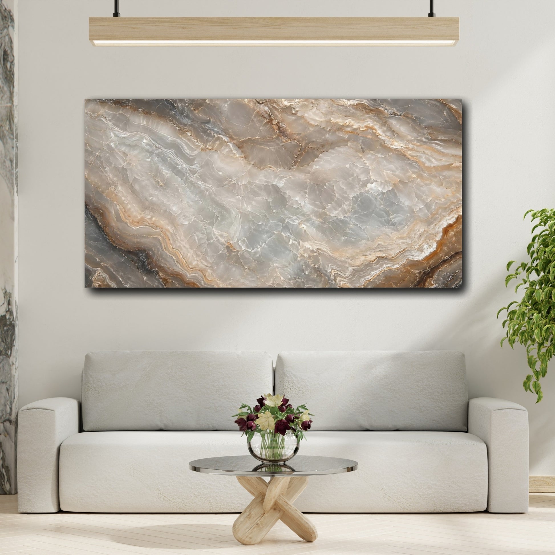 Mockup 3. Nature Marble Texture Grey And Brown Marble shown as stretched canvas wall art