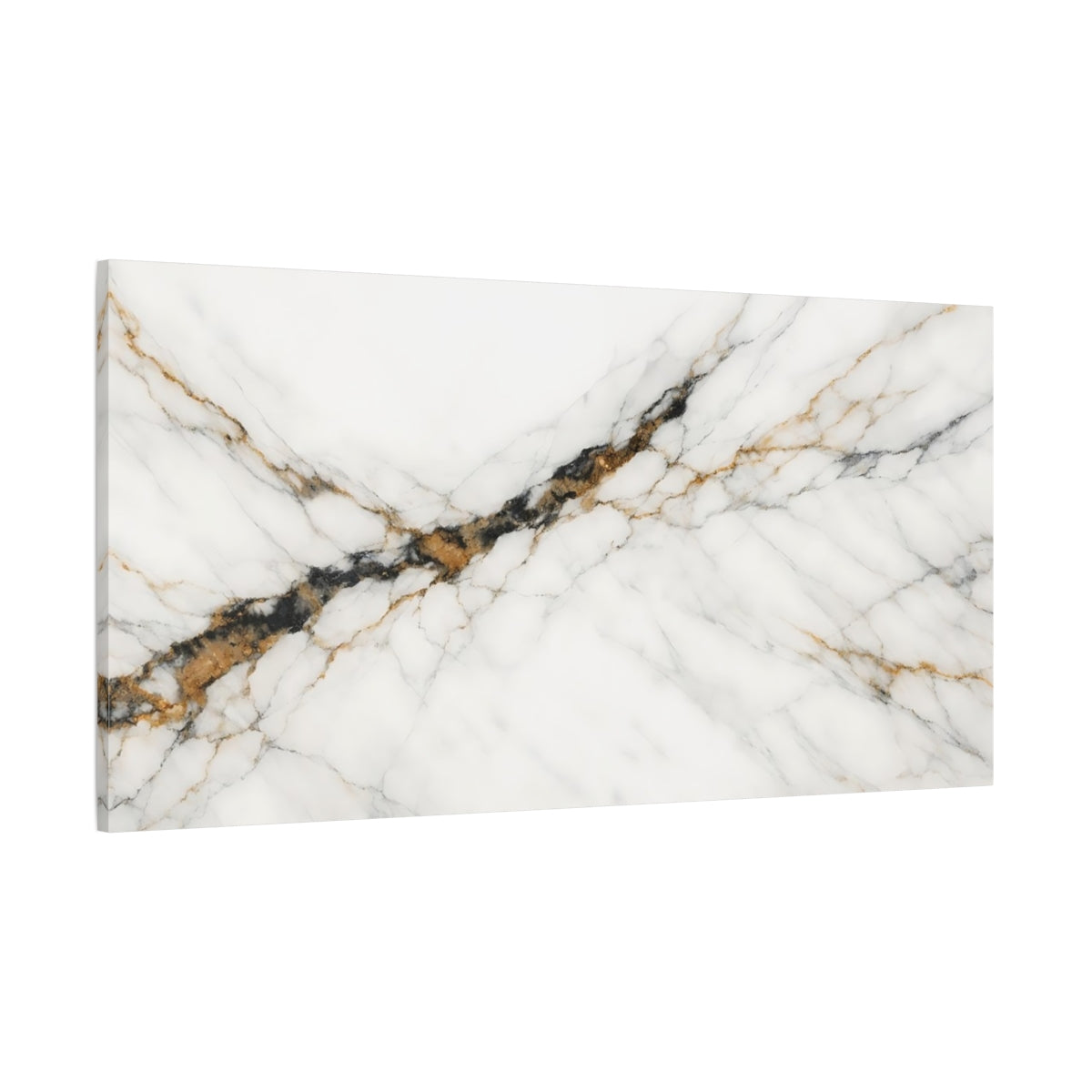 Main Mockup. Nature Marble White Gold Black Marble shown as stretched canvas wall art