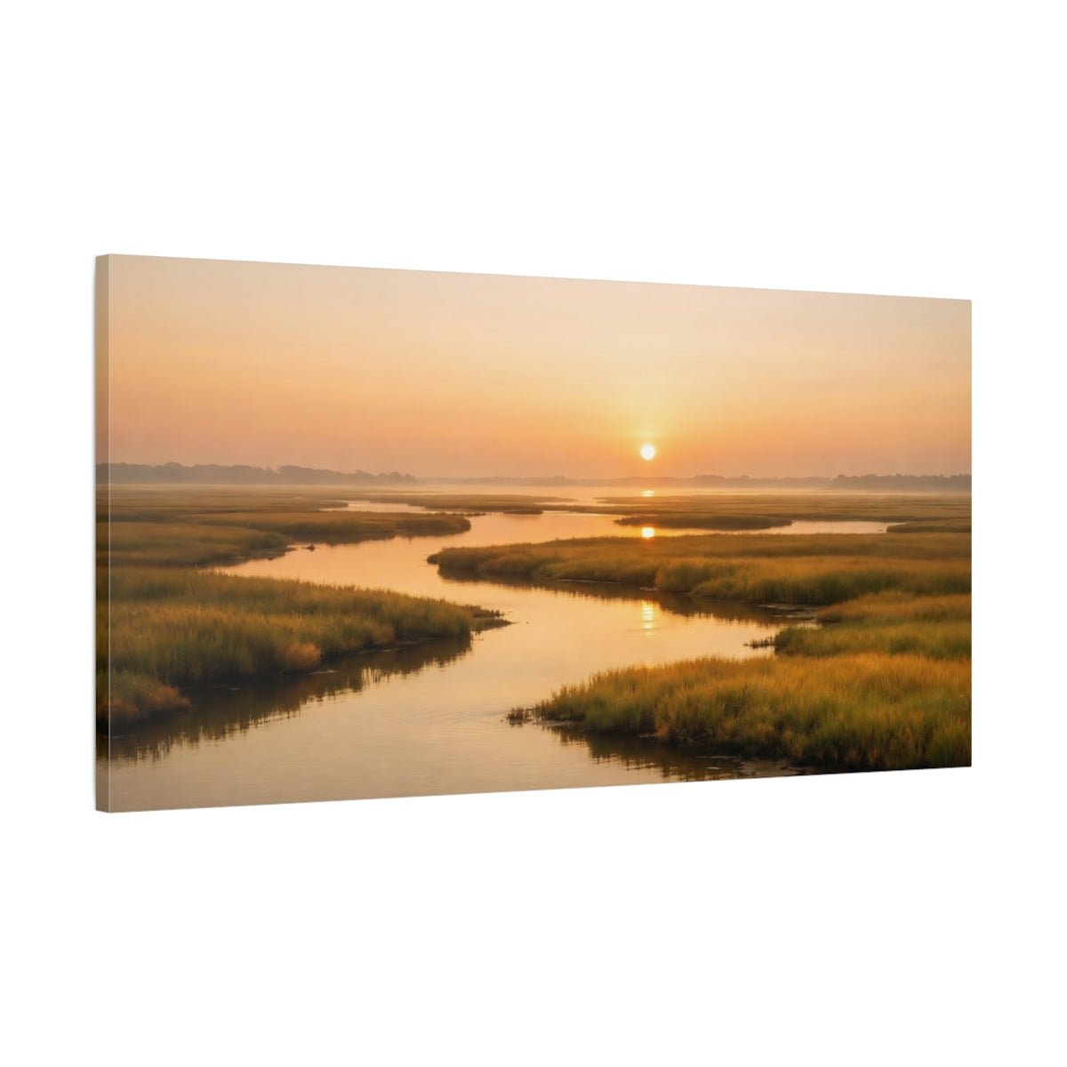 Nature Marshlands Golden Marsh Sunset - Canvas Wall Art Print - YesArtYes