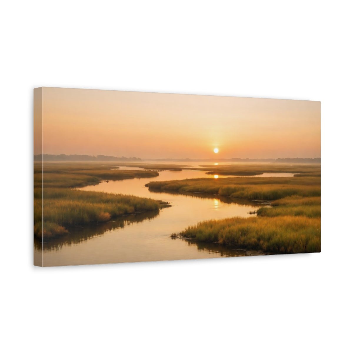 Nature Marshlands Golden Marsh Sunset - Canvas Wall Art Print - YesArtYes