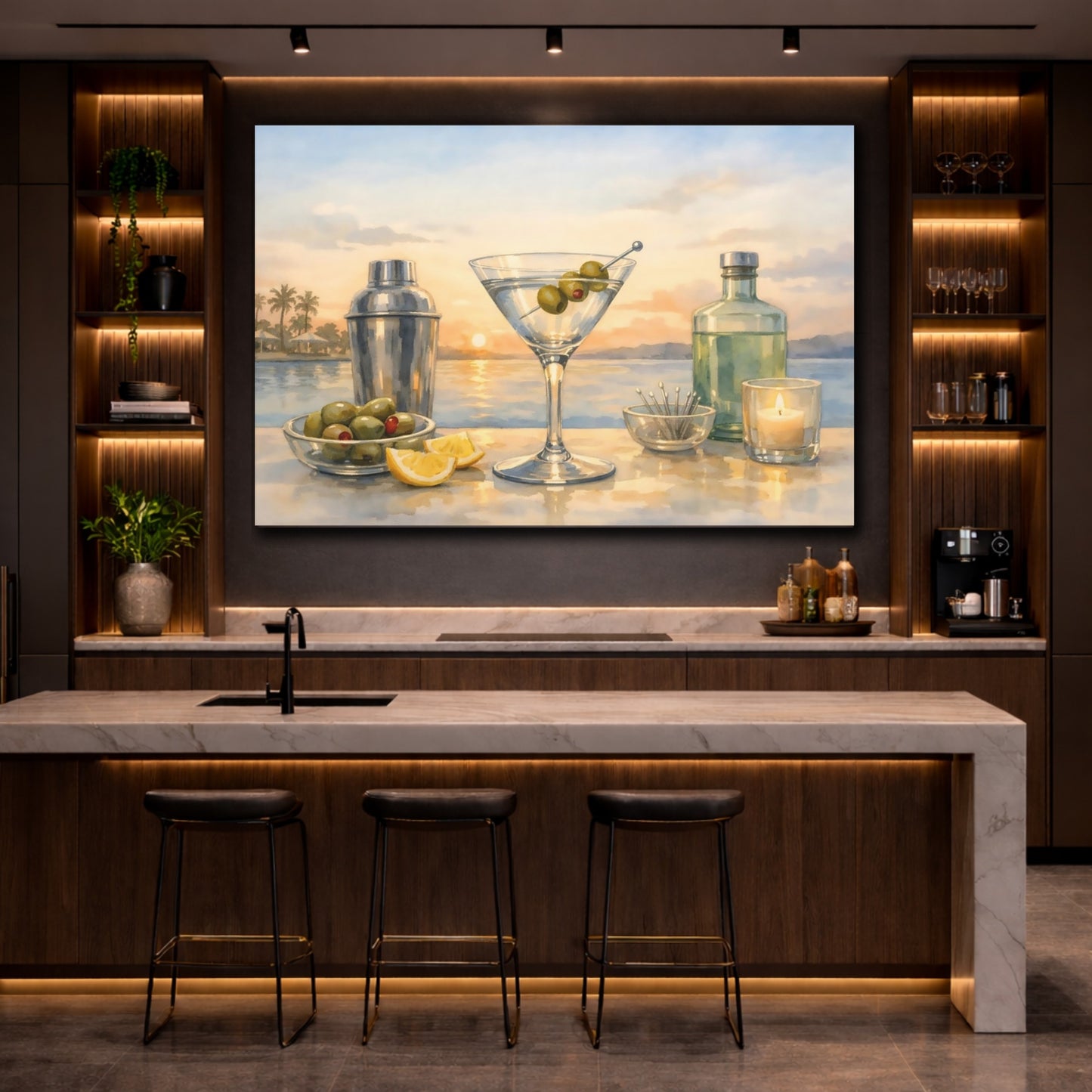 Nature Martini Sunset Martini shown as front canvas room wall art