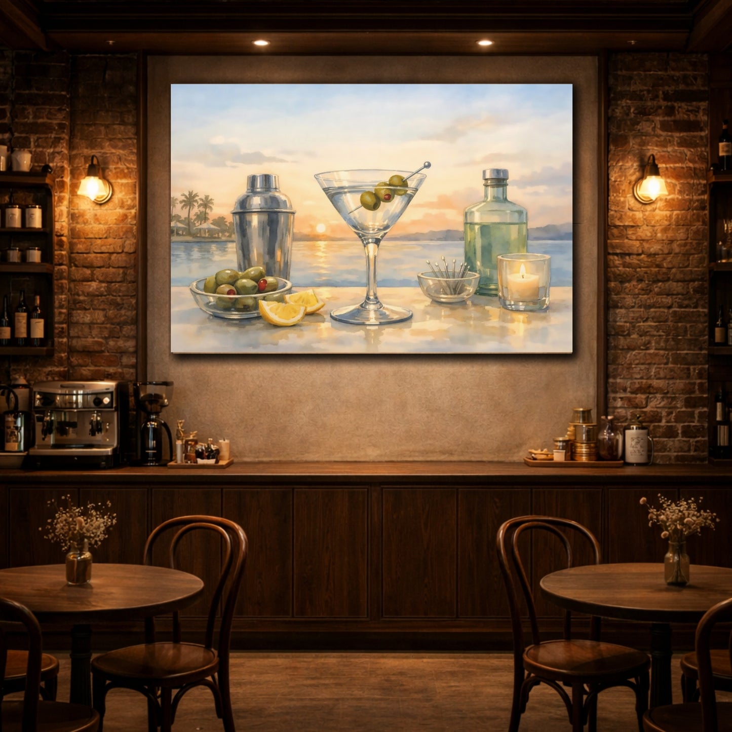 Nature Martini Sunset Martini shown as front canvas room wall art