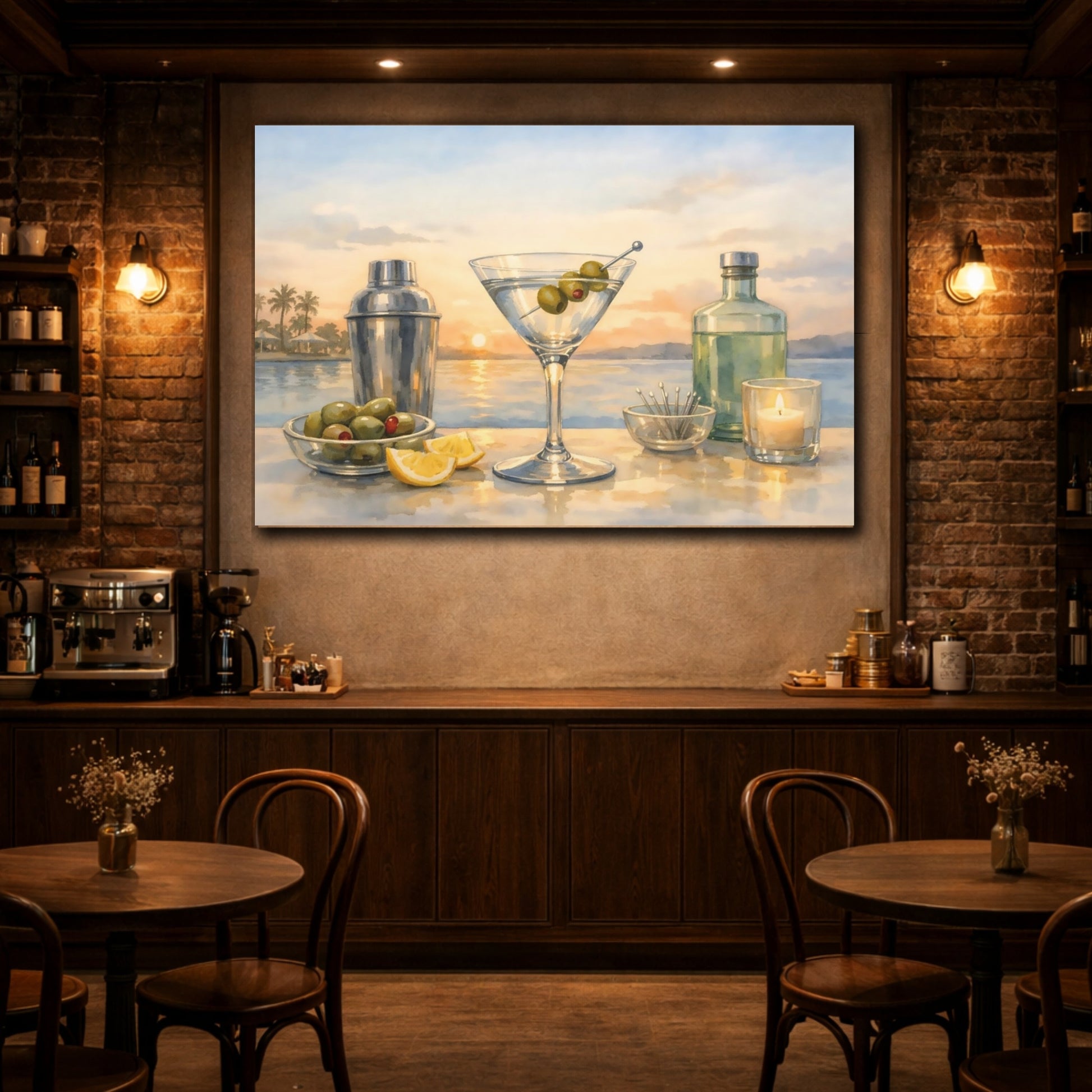Nature Martini Sunset Martini shown as front canvas room wall art