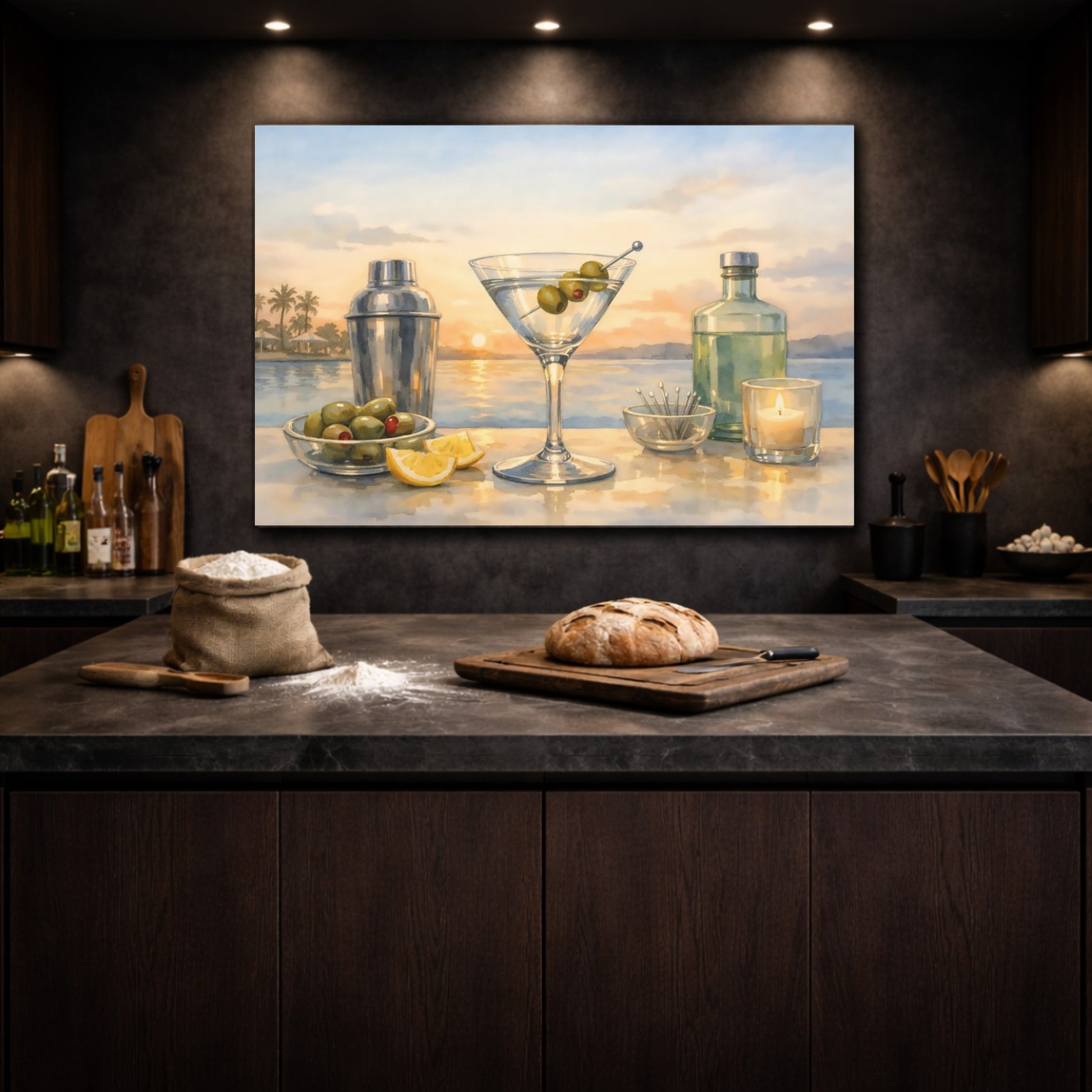 Nature Martini Sunset Martini shown as front canvas room wall art