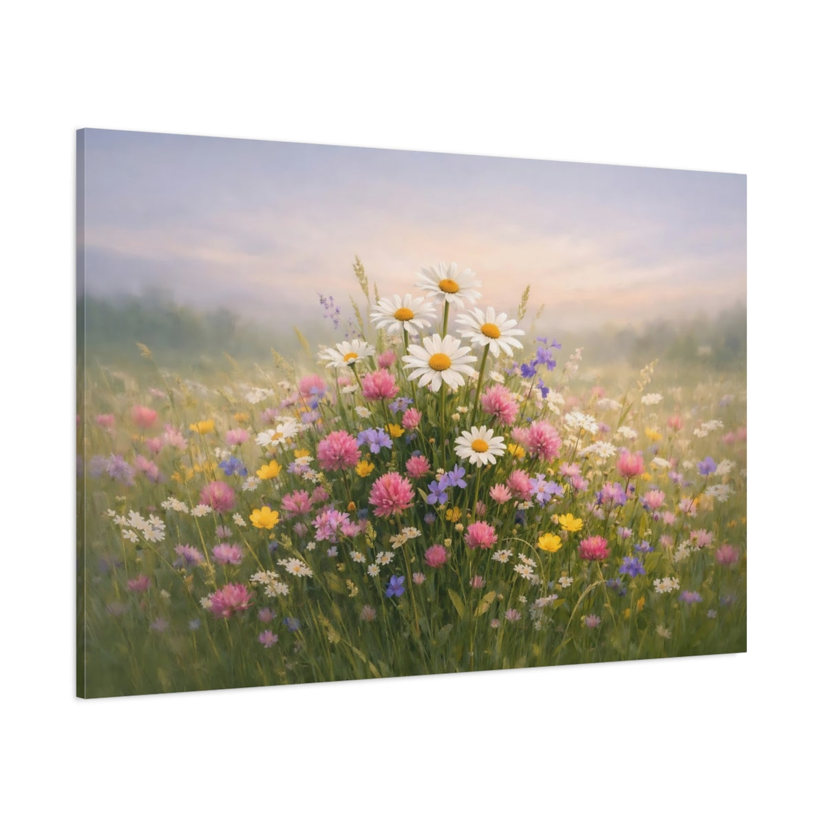 Nature Meadow Flowers shown as stretched canvas wall art