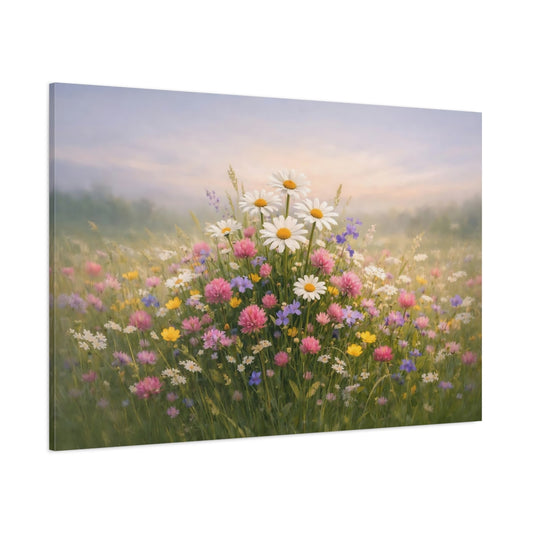 Nature Meadow Flowers shown as stretched canvas wall art