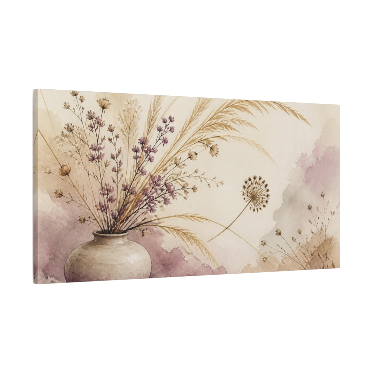 Main Mockup. Nature Meadow Vase Arrangement shown as canvas print